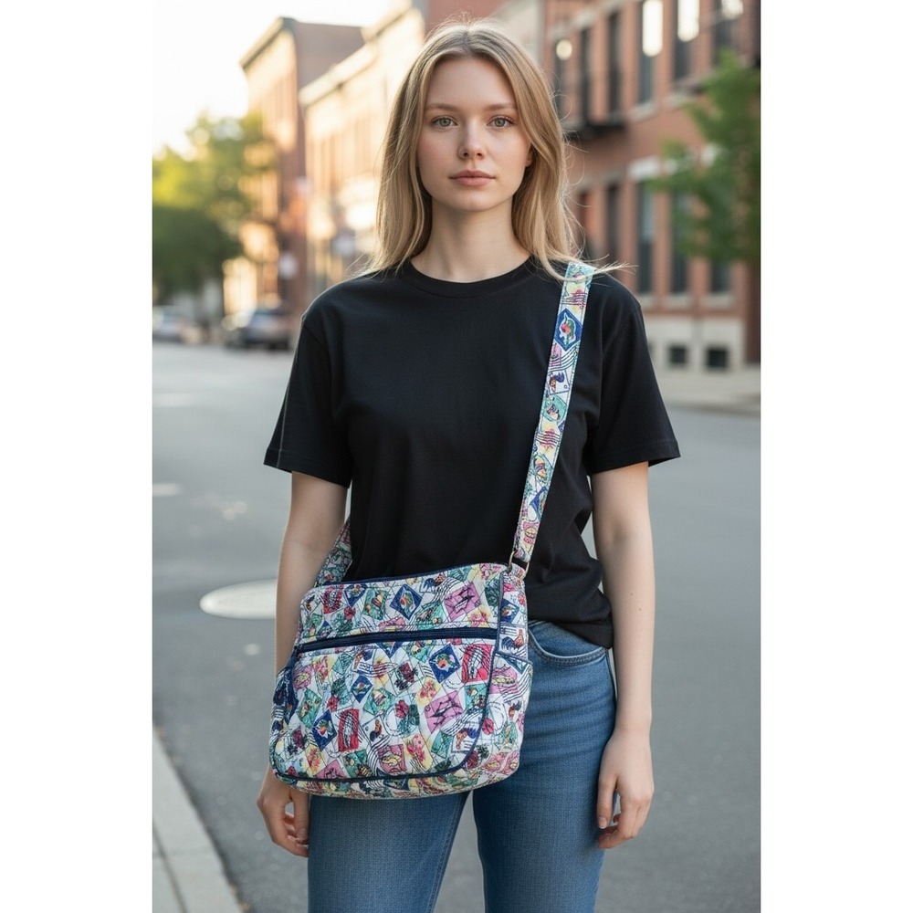 Vera Bradley Postcards from Cuba Quilted Cotton Shoulder Bag Multicolor Handbag
